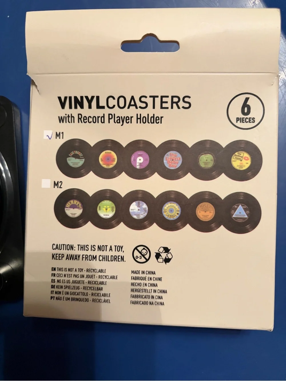 Retro Vinyl Record Player 6 Piece Coaster Set